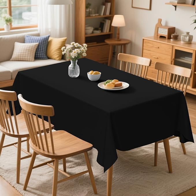 12 Pack Premium Black Plastic Table Cloth -70 X 120 Inch Rectangle Tablecloth, Disposable Tablecloth Plastic Table Cover for Parties (12, Black, 70" X 120" Rectangle)