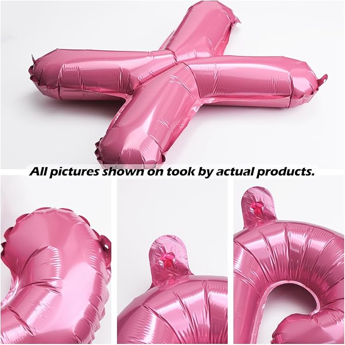 [26 Pcs] 16" Letter Pink Foil Balloons A-Z set, Mylar Aluminum Hanging Alphabet for Valentine's day Romance Mother's day Wedding Graduation Birthday Party Decorations New Year eve