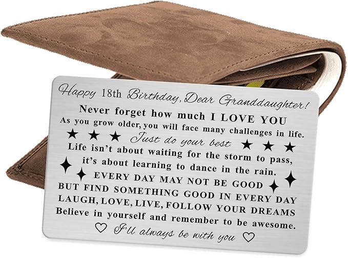Granddaughter 18th Birthday Card for Her, 18 Year Old Girls Birthday Gifts, Happy Age 18 Bday Decorations