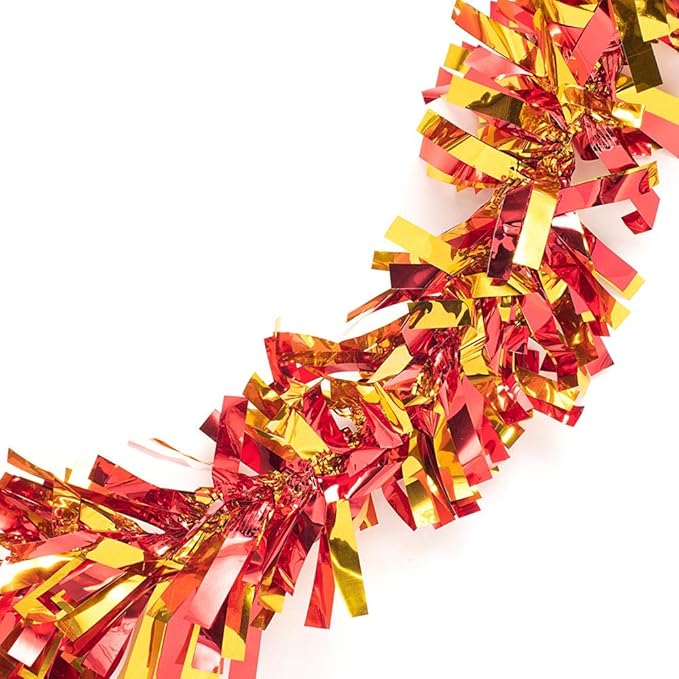 Anderson's Metallic Red & Gold Sparkle Glitter Tinsel Twist Garland, 25ft Holiday Decoration, Christmas Tree Trim, Parade Float Decor, Party Supplies, Graduation, Indoor/Outdoor Event Garland