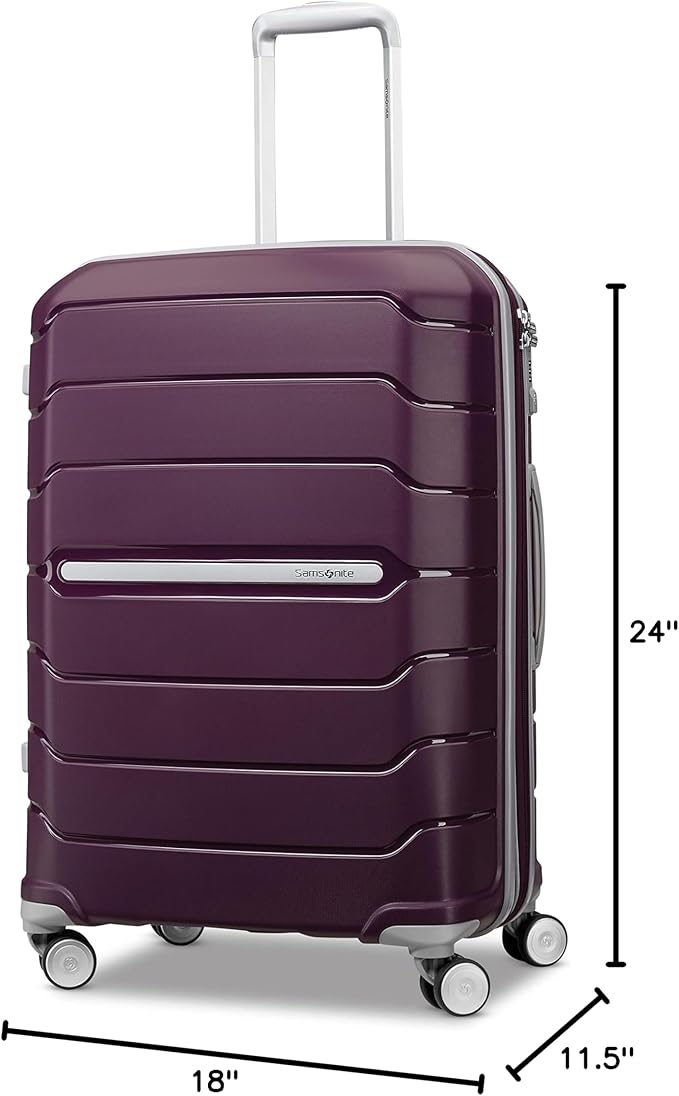 Samsonite Freeform Medium Luggage with Dual 360° Spinner Wheels - Checked Suitcase - TSA Lock, Airline-Approved - Lightweight Durable Polypropylene Expandable Hardshell - Amethyst Purple