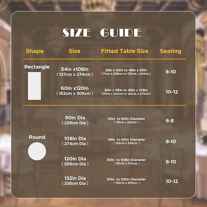 sancua White Round Tablecloth 132 Inch Diameter, 6 Pack - Circle Polyester Fabric Table Cloth for Wedding Party Reception Banquet Birthday, Washable Formal Table Cover (Fit 54-96 Inch Tables)