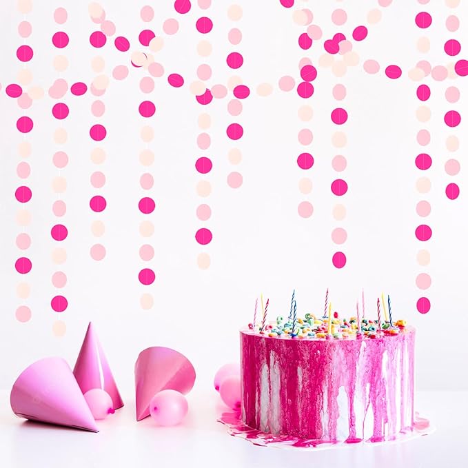 Hot-Pink Party-Decorations Paper-Garland Streamers Banner - 52Ft Galentines Valentines Day Girl Birthday Flamingo Baby Shower Engagement Wedding Bachelorette Hanging Decor Ouruola