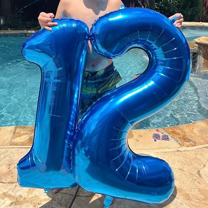 40 Inch Number 7 Balloon, Navy Blue Seven Birthday Decor, 7 17 27 70 Year Old Balloon Number for Engagement, Wedding, Graduations