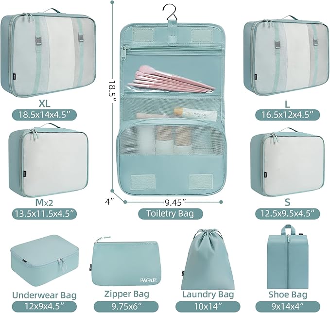 BAGAIL 6 Set/8 Set/10 Set Packing Cubes Various Sizes Packing Organizer for Travel Accessories Luggage Carry On Suitcase