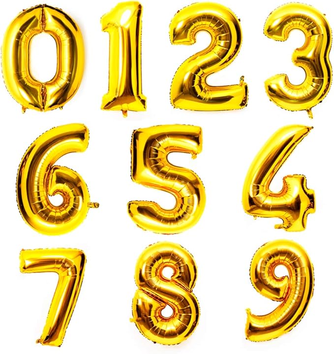 40 Inch Large Foil Helium Number Balloon Birthday Wedding Party 0-9 (Gold, 4)