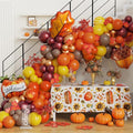 Fall Thanksgiving Balloon Arch Kit, 142Pcs Burnt Orange Burgundy Yellow Balloons with Maple Leaf Pumpkin Foil Balloons for Autumn Little Pumpkin Baby Shower Birthday Friendsgiving Party Decorations