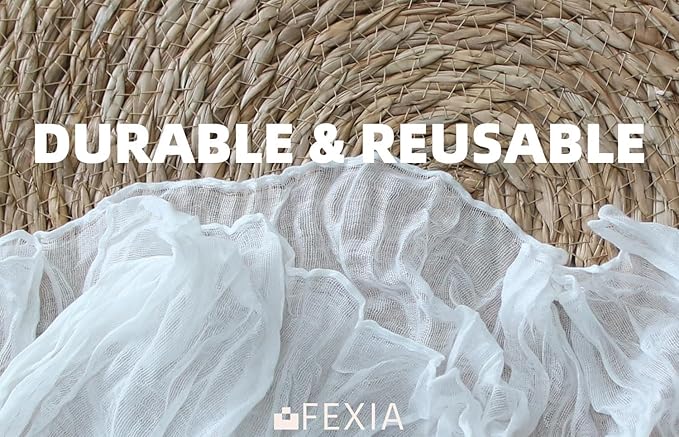 FEXIA White Gauze Cheesecloth Table Runner Spring Wedding Decor for Centerpiece Bridal Shower Party First Communion Engagement Boho Table Decoration 35x120 Inches