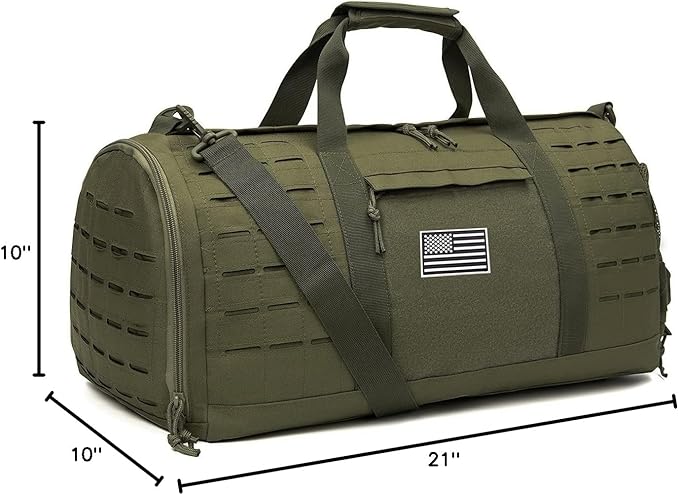 QT&QY 40L Military Tactical Duffle Bag For Men Sport Gym Bag Fitness Tote Travel Duffle Bag Training Workout Bag With Shoe Compartment Basketball Football Weekender Bag