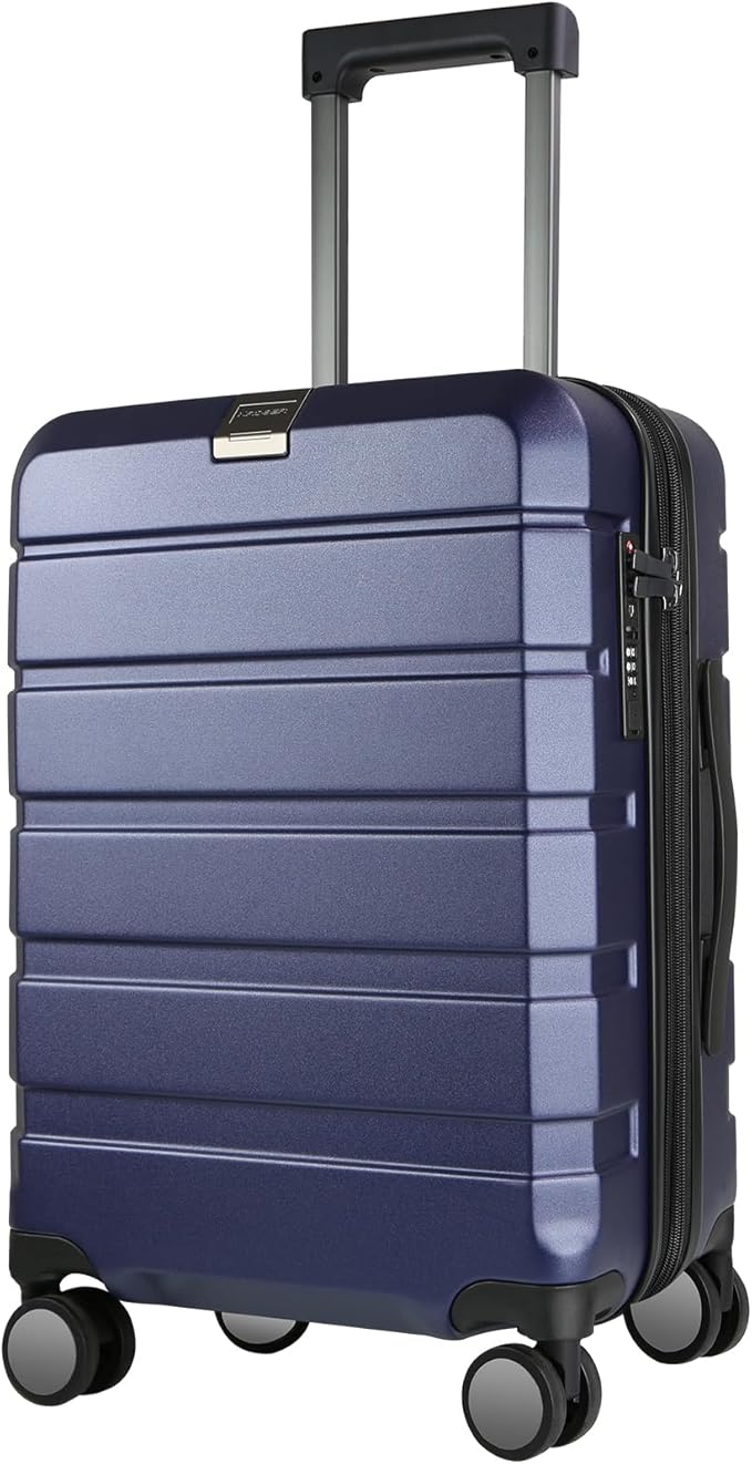 KROSER Hardside Expandable Carry On Luggage with Spinner Wheels & Built-in TSA Lock, Durable Suitcase Rolling Luggage with USB Port, Carry-On 20-Inch, Navy