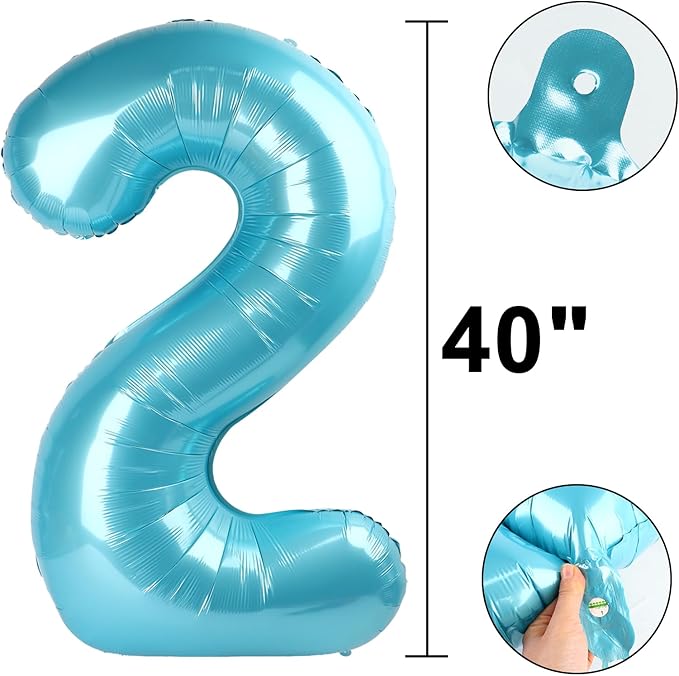 40 Inch Light Blue Number 27 Digital Balloon,Jumbo Mylar Foil Helium Balloon for 27 Balloons for Birthday Party,Wedding Anniversary Party Decorations