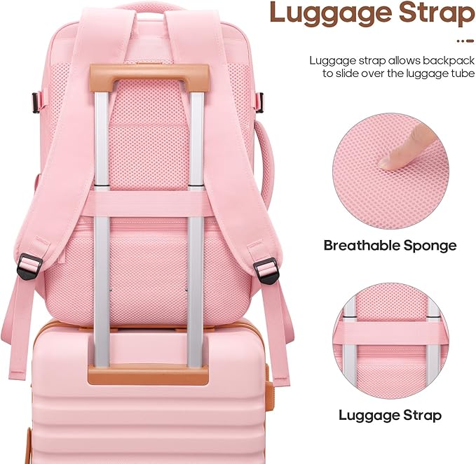 UKEIN Luggage Sets 3 Piece, PC Hardside Checked Luggage 28 Inch With Spinner Wheels with TSA Lock, Large Suitcase Set With Travel Backpack for Men (Pink, 3 piece set (28inch))