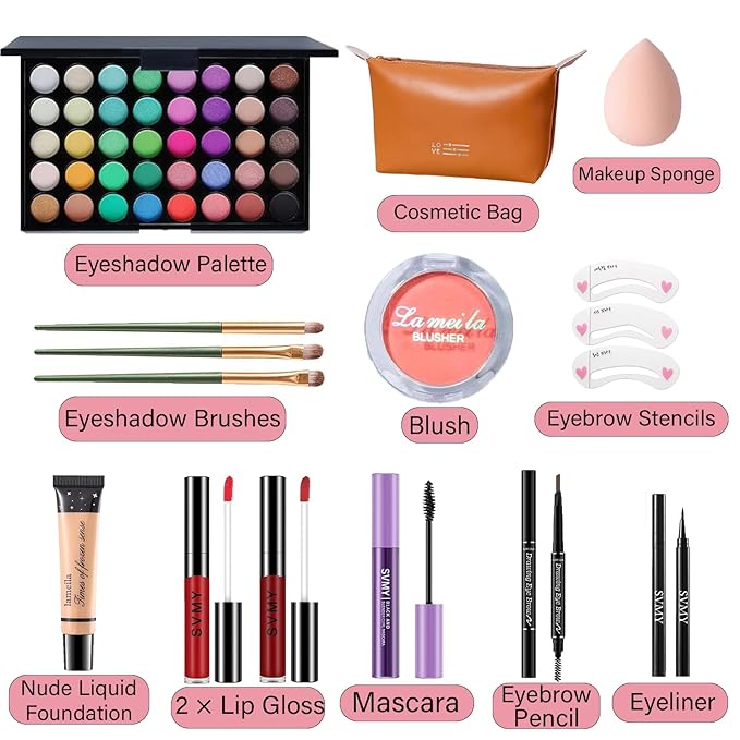 Makeup Set for Women, Makeup Full Kit for Beginners & Professionals, Travel Make up Set for Teens & Adults, Make up Gift Set for Girls, Eyeshadow Palette, Lip Gloss