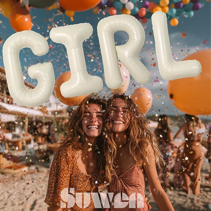 SUWEN 40 Inch Cream Large K Letter Balloons Big Foil Helium Letter Balloons A-Z Jumbo Mylar Happy Birthday Party Decorations for Girl Anniversary Party Supplies