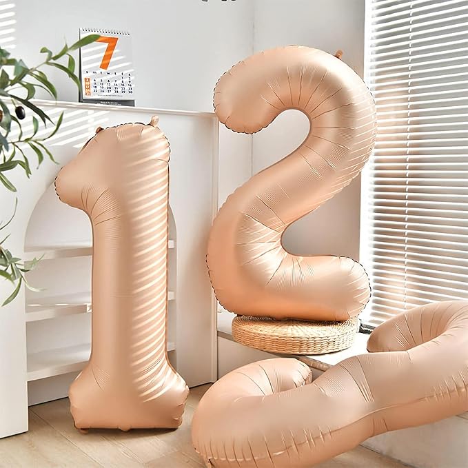 1 Balloon, Number 1 Balloons 40 Inch, Beige Large Big Foil Number 1 Balloon for First Birthday Party Graduation Wedding Anniversary Baby Shower Bachelorette Decoration Supplies