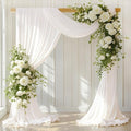 Ivory Wedding Arch Draping Fabric 30'' x 18FT Sheer Chiffon Arch Drape Backdrop 2 Panel Drapes for Easter Bridal Shower Baby Shower Photo Booth Church Decor Birthday Party Outdoor Decoration