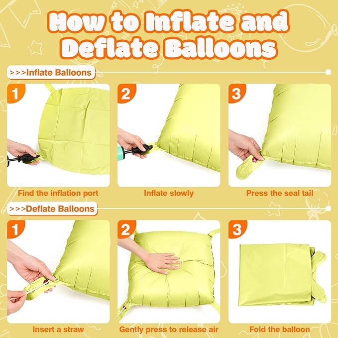 NISOCY 25PCS Yellow Square Foil Balloons Wall Backdrop Double Sided Pastel Yellow Balloons Arch Kit for Birthday Baby Bridal Shower Gender Reveal Easter Wedding Anniversary Party Decorations