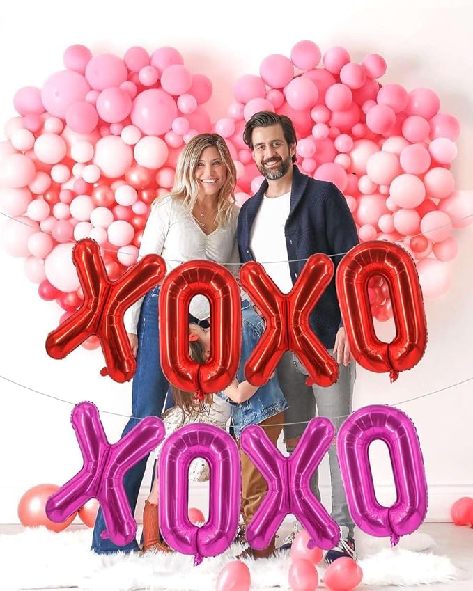 Red XOXO Balloons Pink XOXO Balloons Valentines Day Decorations for for Valentines Day Bridal Shower Wedding Romantic Special Night Party Supplies Decorations
