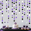 46Ft Purple Black Circle Dots Garlands Black Purple and White Polka Dot Hanging Paper Streamer Banners for Birthday Graduation Wedding Bridal Shower Baby Shower Halloween Party Decorations Supplies