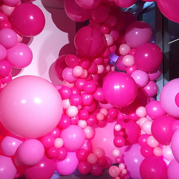 Togvu Hot Pink and Baby Pink Balloons, 60 Packs 12 Inch Premium Pink Latex Balloon with Confetti Balloon for Valentine's Day, Birthday, Baby Shower, Wedding, Princess Theme Party Decoration