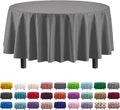 Exquisite 12-Pack Premium Plastic Tablecloth 84in. Round Table Cover - Silver