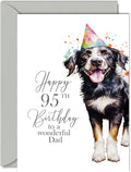 95th Birthday Cards for Dad - Party Dog - Happy Birthday Card for 95 Year Old Dad from Son Daughter, A5 Bday Men Man Him Greeting Cards Gift for Dad Birthday Gifts