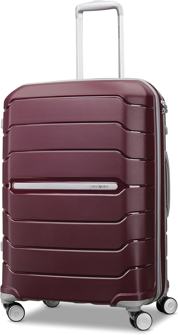 Samsonite Freeform Hardside Expandable with Double Spinner Wheels, Merlot, Checked-Medium 24-Inch