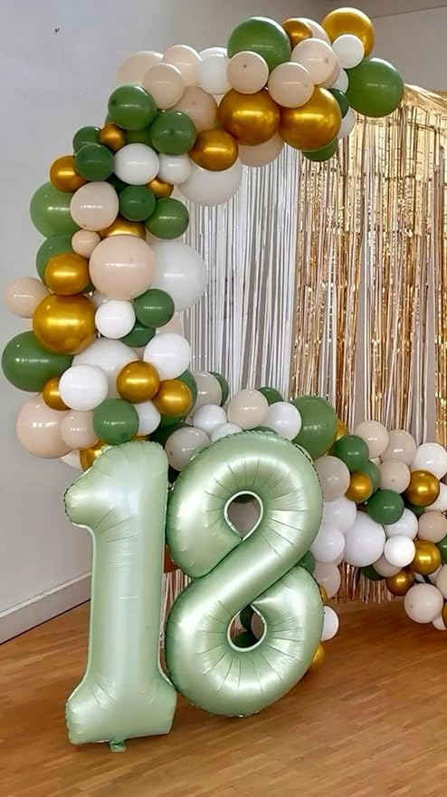 Sage Green Number 1 Balloon 40 inch, Number 1 Birthday Balloons for Boy Girl, Oliver Green Foil One Balloon for 1st 10 11 12 16 18 Birthday Party, Anniversary Celebration Numbers Decorations