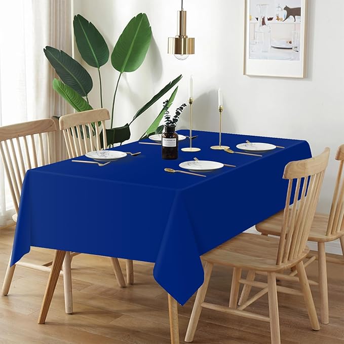 QIKSION Royal Blue Plastic Table Cloth Disposable 12 Pack, 54 x 108 Inch Tablecloths for Party, Graduation, Patriotic, Veterans Day Decorations, Dark Blue Rectangle Table Cover