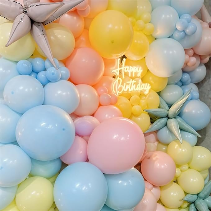 Pastel Balloons, 12 Inch 35PCS Light Pink Blue Yellow White Latex Balloon, Multicolor Balloon for Kids Graduation Easter Wedding Rainbow Party Birthday Bridal Baby Shower Party Decorations Supplies