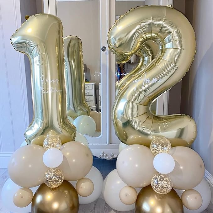 60th Birthday Balloons Champagne Gold for Women, 40 Inch Giant Foil Number 60 Balloons Self Inflating, Light Gold Digit 6 & 0 Helium Balloons for Men 60th Anniversary Party Decorations Supplies