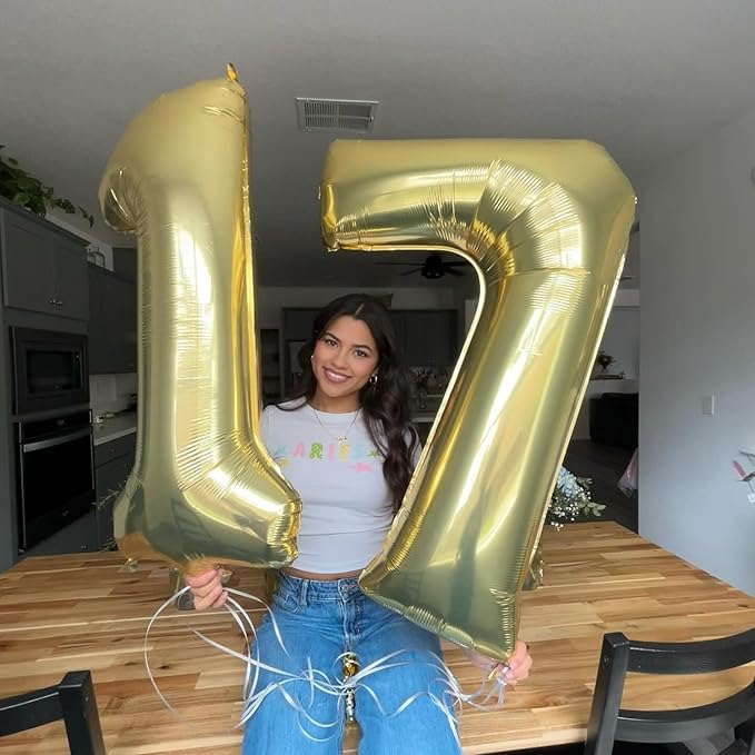 Champagne Gold Number 7 Birthday Balloon 40 Inch, Digital Balloons for 7 17 27 70 77 Party Celebration Decorations Supplies,Light Gold Mylar Foil Numbers Balloon for Seven Wedding Anniversary