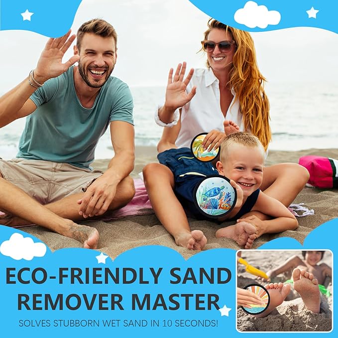 Sand Remover for Beach Cleaner Eraser Family Women Wipe Off Mitt Duster Brush Cup Holder Game Toy Cruise Ship Accessories Vacation Must Have Hawaii Trip Essential Honeymoon Gift Sea Horse Towel