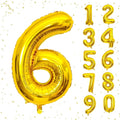 16 In Gold Large Numbers Balloons 0-9, Self Inflating Number 6 Balloons for Boys Girls, Big Gold Digit 6 Balloons for Women Men Birthday Party Anniversary Wedding Supplies Decorations