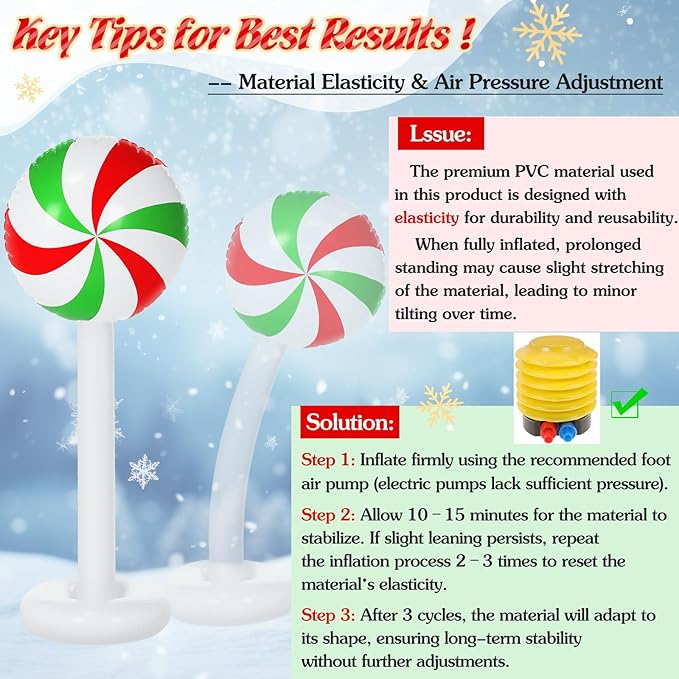 2 Pcs Christmas Inflatable Outdoor Decorations 4 FT Christmas Candy Inflatable Column Decoration for Winter Xmas Lawn Yard Garden Home Decor