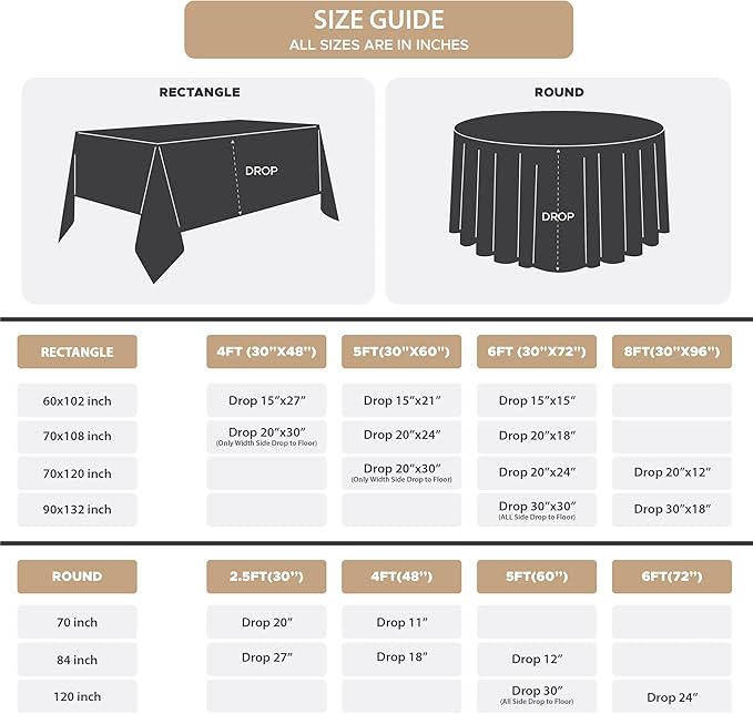 Fitable 8 Pack Rectangle Tablecloths: Stain Resistant Wrinkle Free Circle Table Clothes, Washable Reusable Polyester Table Covers for Wedding Party Birthday Banquet Reception(Black, 90x132 Inch)