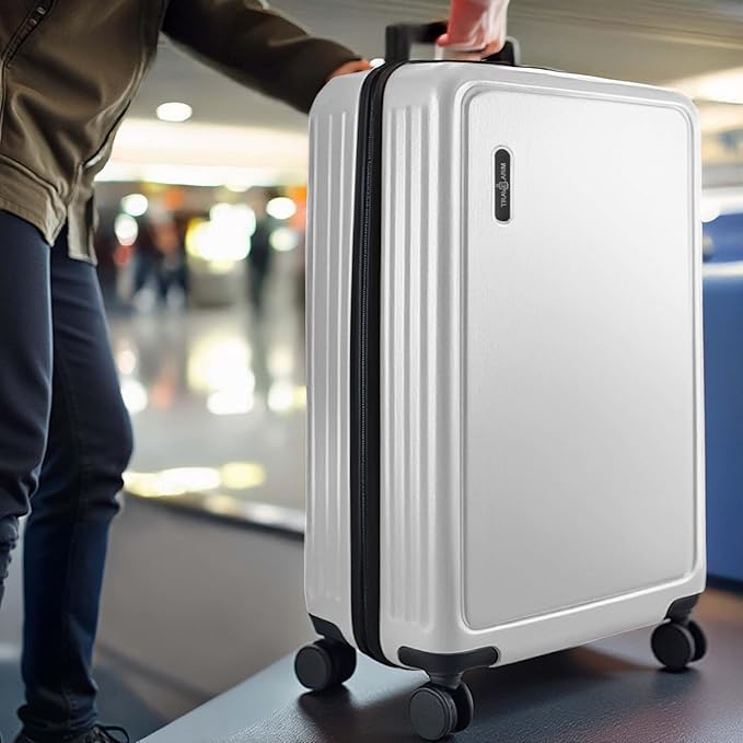 TRAVELARIM Luggage Sets 2 Piece, 24 Inch Suitcase and 28 Inch Luggage with Spinner Wheels, Durable Hard Shell Suitcase Set, Expandable Travel Suitcases with Wheels, White