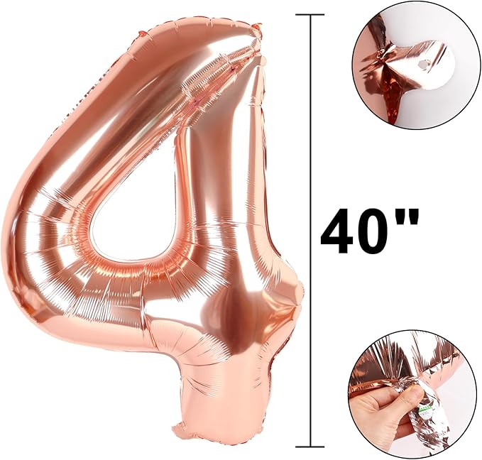 40 Inch Rose Gold Balloon Number 14 Balloon,Jumbo Mylar Foil Helium Balloon for 14 Digital Balloons for Birthday Party,Wedding Anniversary Party Decorations