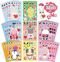 32 Sheets Valentine Stickers for Kids, Valentines Crafts Heart Love Sticker Make a Face Stickers, Make Your Own Animal Stickers Valentines Gifts for Kids Classroom Valentine Goodie Bags Party Favors