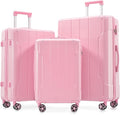Merax Luggage Sets 3-Piece Hardshell with Spinner Wheels Lightweight Suitcase with Corner Guards (Pale Pink, 20/24/28)