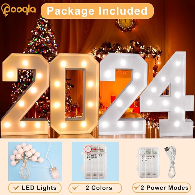 Pooqla 3FT Marquee Light Up Numbers for 5th Birthday Decorations, Light Up Marquee Number 5 Birthday Gift for Girls Boys, Anniversary Wedding Party Decor, Large Lighted Number 5