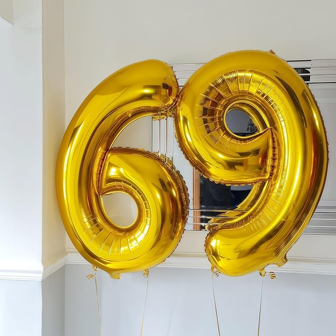 Gold 9 Balloon Number,40 Inch Number 9 Balloon Large Gold 9 Foil Mylar Helium Balloon for Birthday Party Decorations