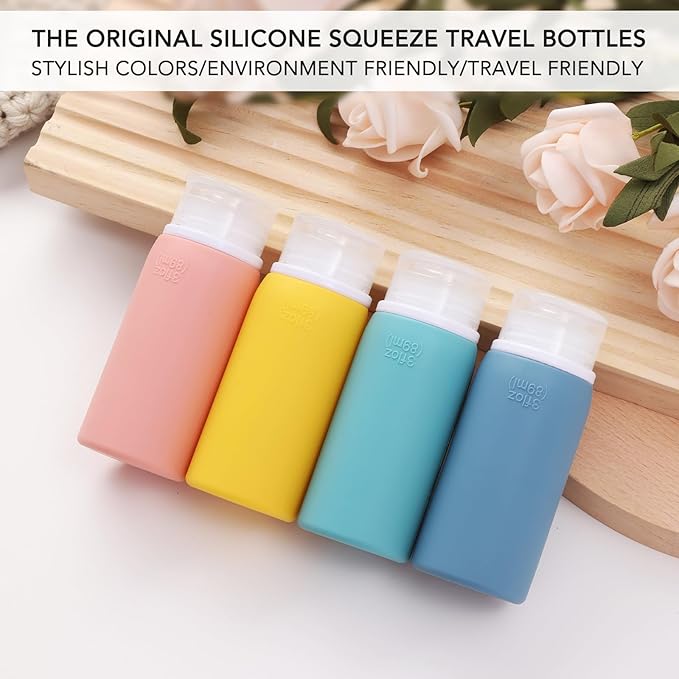 Muslish 21 Pack Travel Bottles for Toiletries, Leak-Proof TSA Compliant Silicone Travel Size Containers for Shampoo and Conditioner, BPA Free with Toiletry Bag (Yellow)