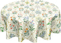 Spring Floral Round Tablecloth Wildflower Circle Table Cloth 60 Inch Beige Vintage Rustic Farmhouse Table Cover Washable Polyester Indoor for Home Kitchen Dinning Party Decor