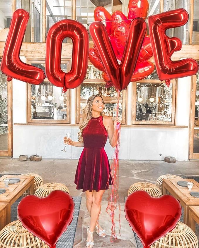 Red Love Balloons Red Heart Balloons Valentines Day Decorations Love Heart Balloons for for Valentines Day Bridal Shower Wedding Romantic Special Night Party Supplies Decorations