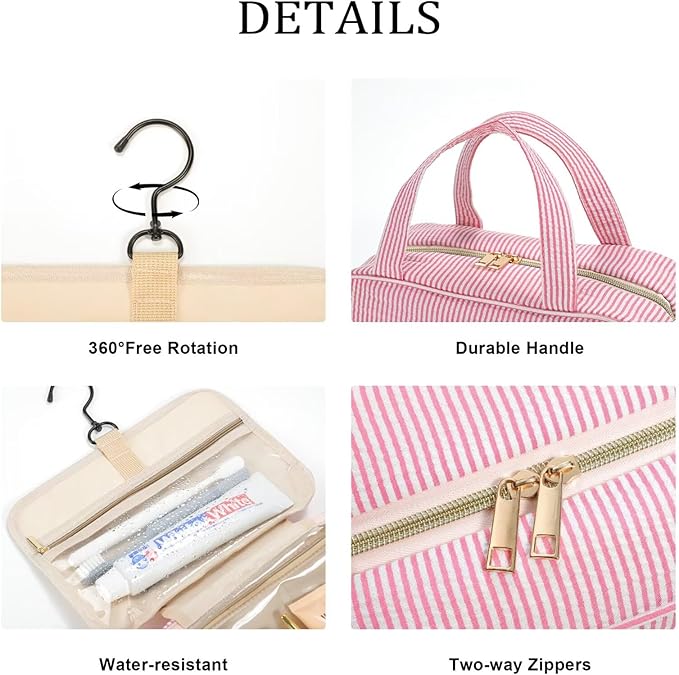 YOOLIFE Hanging Toiletry Bag for Women - Travel Toiletry Bag Makeup Bag, Portable Toiletries Cosmetic Bag, Airplane Travel Essentials - Letter T, Purple
