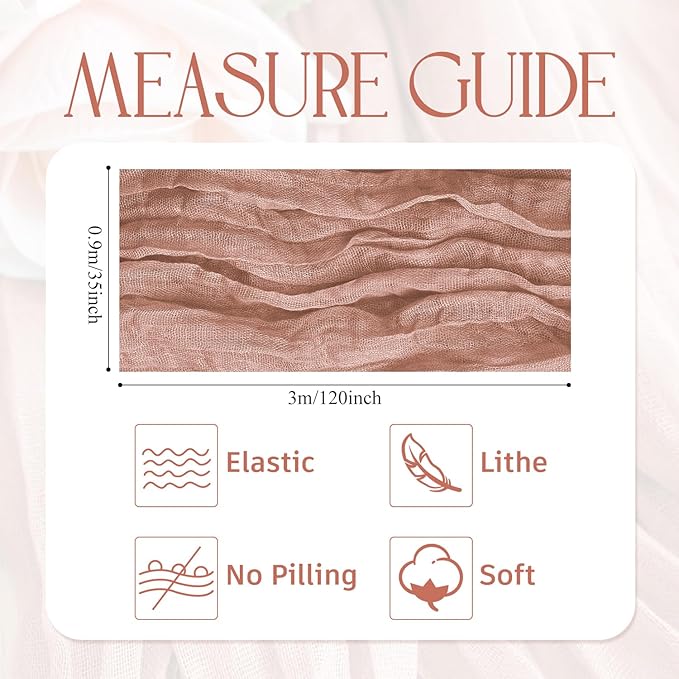Wokceer 12Pack Dusty Pink Cheesecloth Table Runner 10FT Boho Gauze Spring Easter Cheese Cloth Table Runner for Party Rustic Sheer Runners for Baby Bridal Shower Wedding Christmas