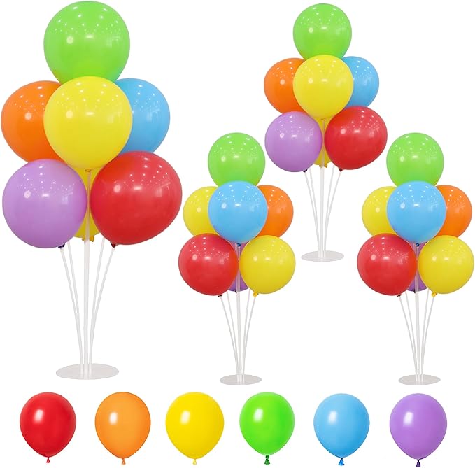 4 Balloon Stand Kit For Table With Base Centerpieces Rainbow Balloons Holder Birthday Party Decorations