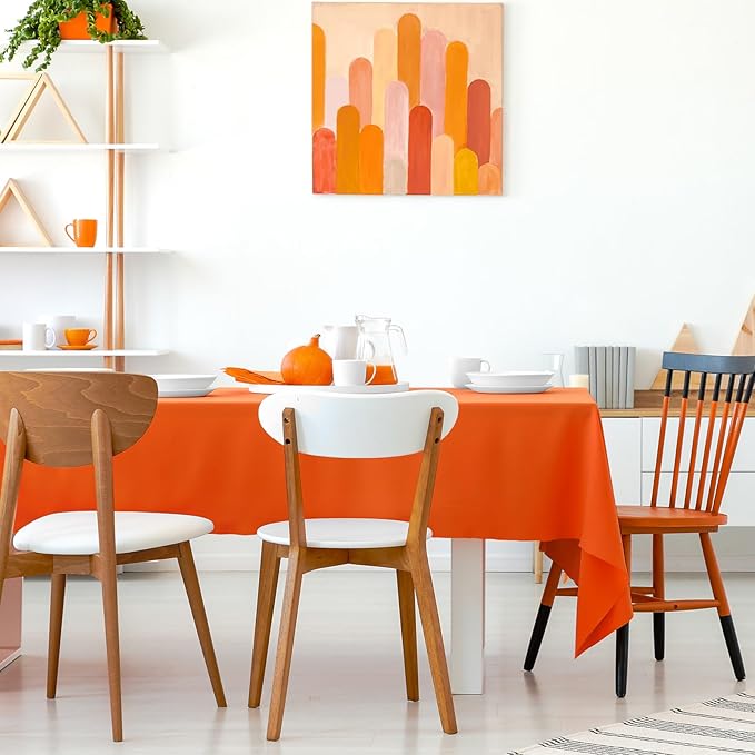 Kopokita 6PCS Orange Plastic Tablecloths 54 x 108 Inch, Disposable Table Cloths Rectangle Party Table Covers