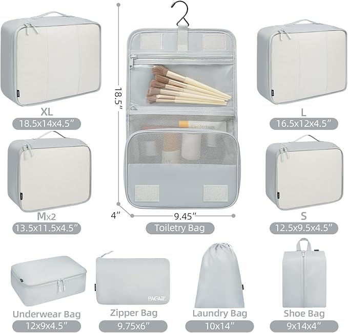BAGAIL 6 Set/8 Set/10 Set Packing Cubes Various Sizes Packing Organizer for Travel Accessories Luggage Carry On Suitcase